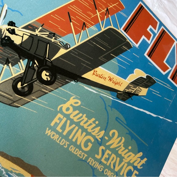 “Learn to Fly” Vintage Inspired Curtiss-Wright Metal Sign - Picture 4 of 7